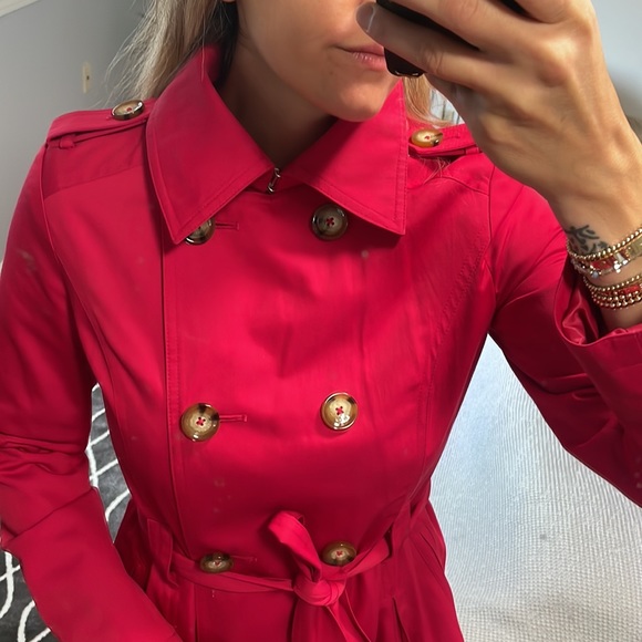 Michael Kors Fuchsia Trench Coat XS - Picture 3 of 8